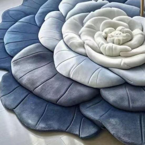 3D Flower Floor Mat Absorbent Floral Bathroom Rug Quick-Dry Floor Rug with Anti-Slip Backing for Kitchen Bedroom Entryway Vanity Area