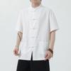 Herren Chinesischer Stil Vintage Locker Große Größe Kurzarm Lässig Baumwolle Leinen Hemd