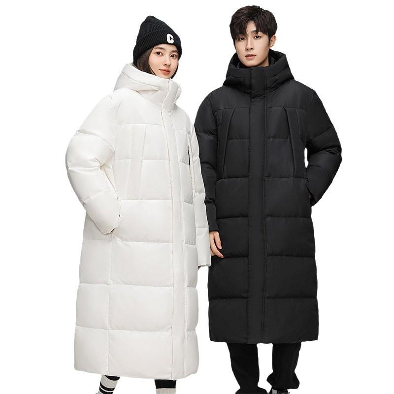 National standard high-quality thermal coat down jacket for men and women medium and long couples cross-border outdoor tooling hooded jacket