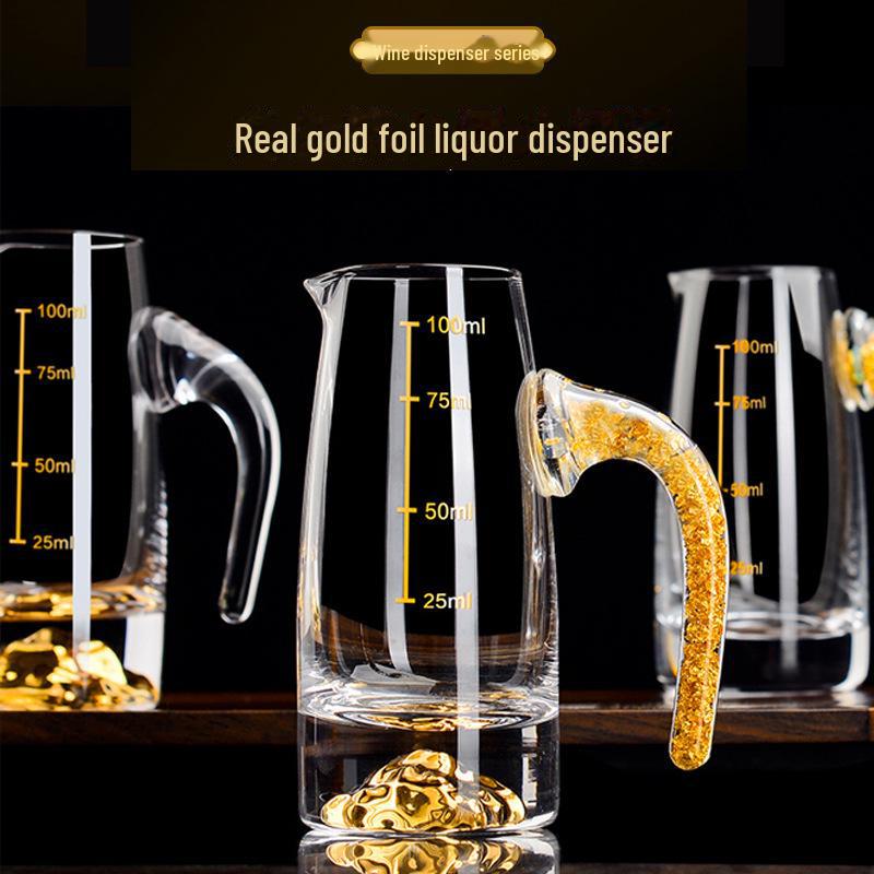 Wine Dispenser Cup with Scaled Thick Bottom, 7-Shaped Handle, Glass for White Wine - Perfect for Home or Commercial Use