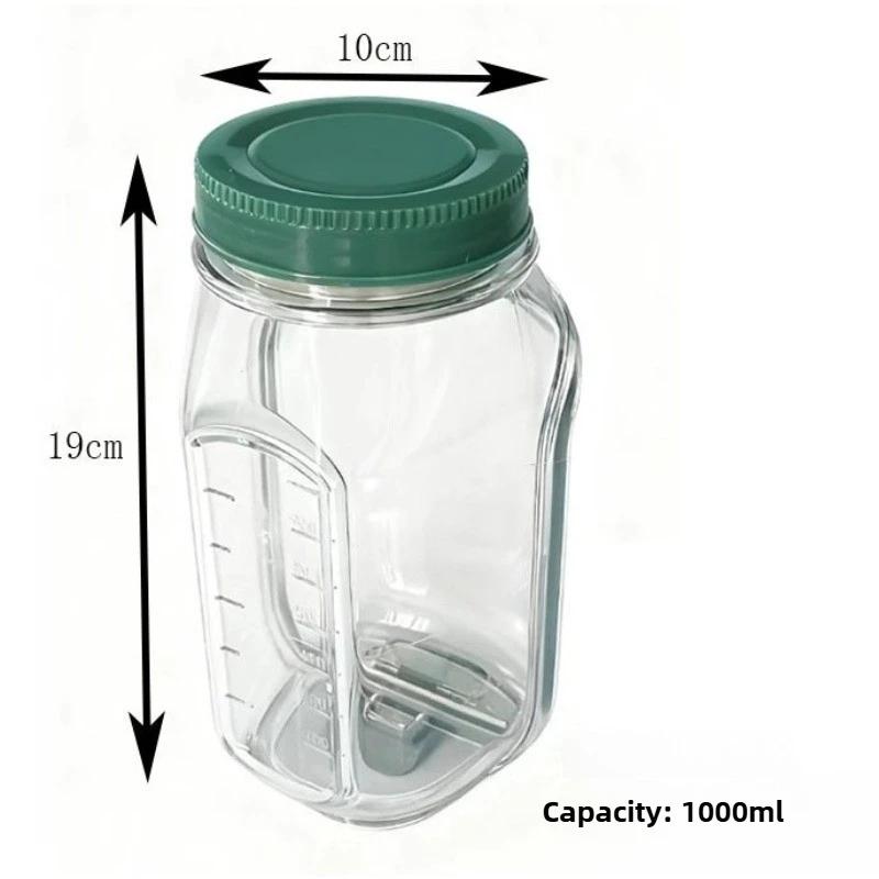 Portable Salad Pod, Salad Jar ,Mason Jar Salad Container with Side Opening,Sauce Compartments Dressing Bowl Microwave-Safe