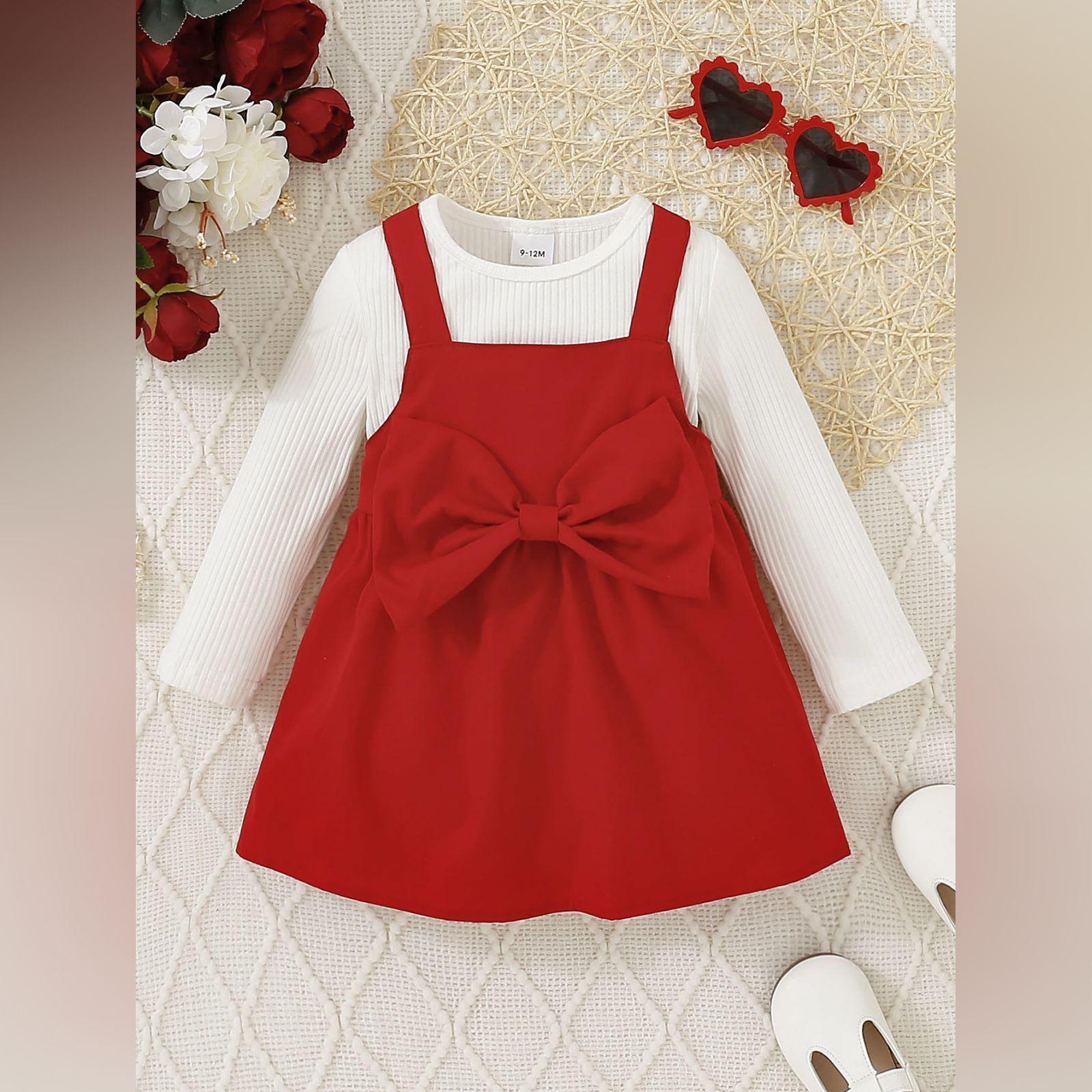 Minimalist Sweet Girls  Toddler Long-Sleeve Dress 12 красный