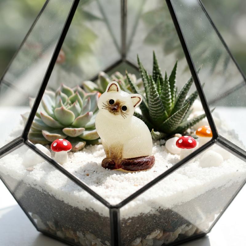10 Stück Miniatur Leuchtende Niedliche Siamkatze Kätzchen Katze Mikro-Landschaftsornamente Zur Dekoration Dekor Zimmer Schreibtischzubehör