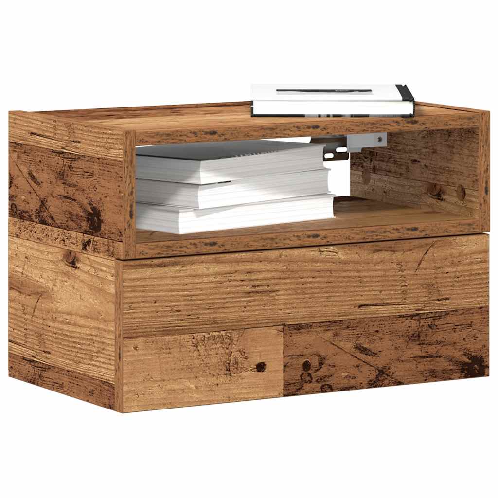 Vidaxl Wisząca Szafka Nocna, Stare Drewno, 45X26X28,5 Cm