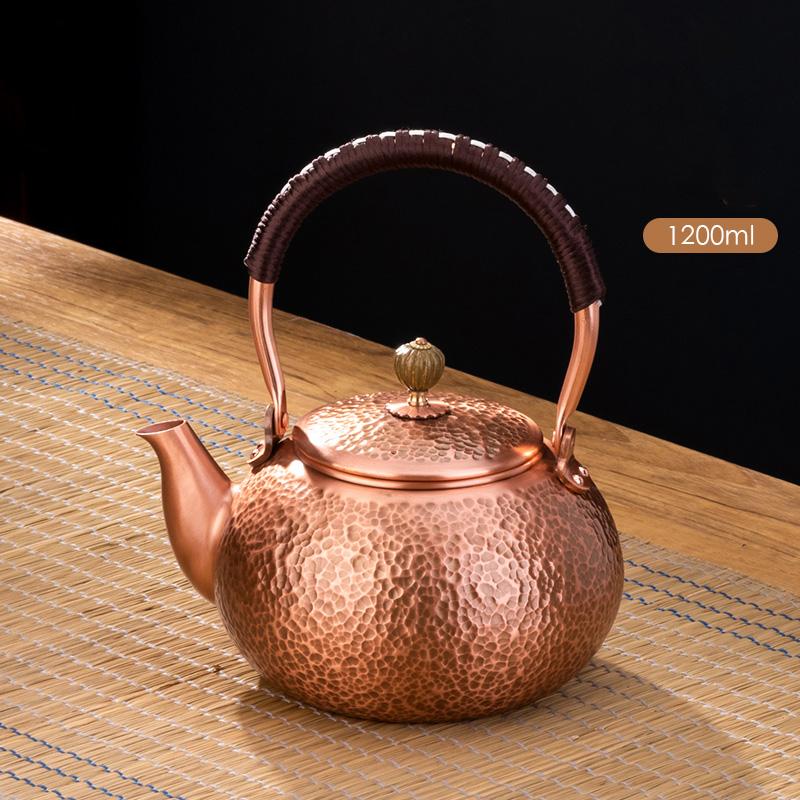 GIANXI Red Copper Teapot Chinese Tea Ceremony Handmade Pure Tea Kung Fu Tea Copper Teawear Retro Keep In Good Health Tea Kettle