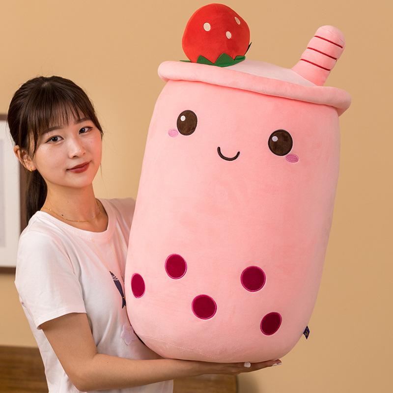Simulation milk tea doll plush toy throw pillow funny doll pearl milk tea cup cushion milk tea shop decoration