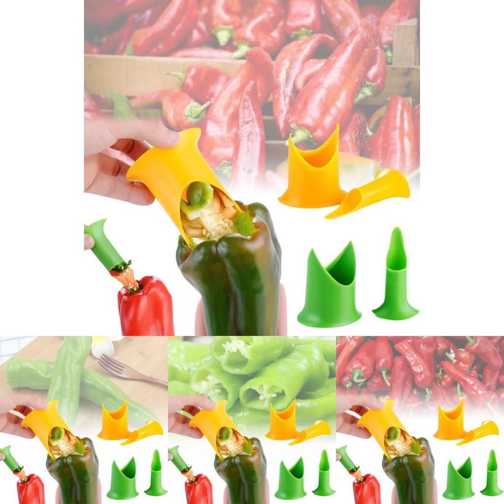 Colorful Pepper Coring Tool Set For Kitchen Two Pieces High-quality Pp Material