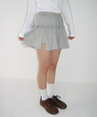 RONRON Soft Shirring Pantskirt Gray
