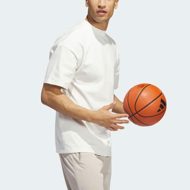 Adidas Basketball Select Tee Solid Logo Loose Fit Crew Neck Short Sleeve T-Shirt Men Tops White IQ1037