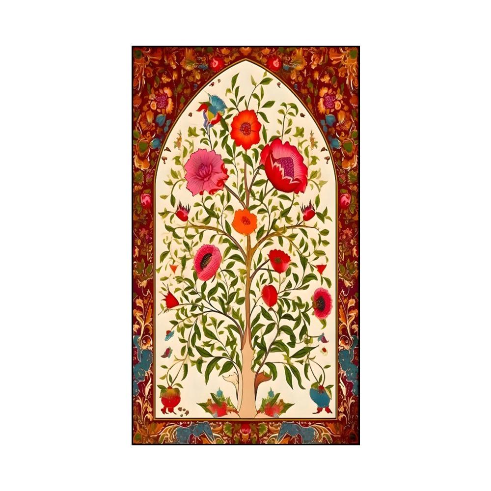 Turkish Tile Tree of Life Watercolor Painting Prints Traditional Ottoman Floral Wall Art Picture Canvas Poster Home Decor