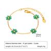 Jewelry Stainless Steel Green Beads Flower Imitation Pearl Bracelet Necklace Gold Ladies