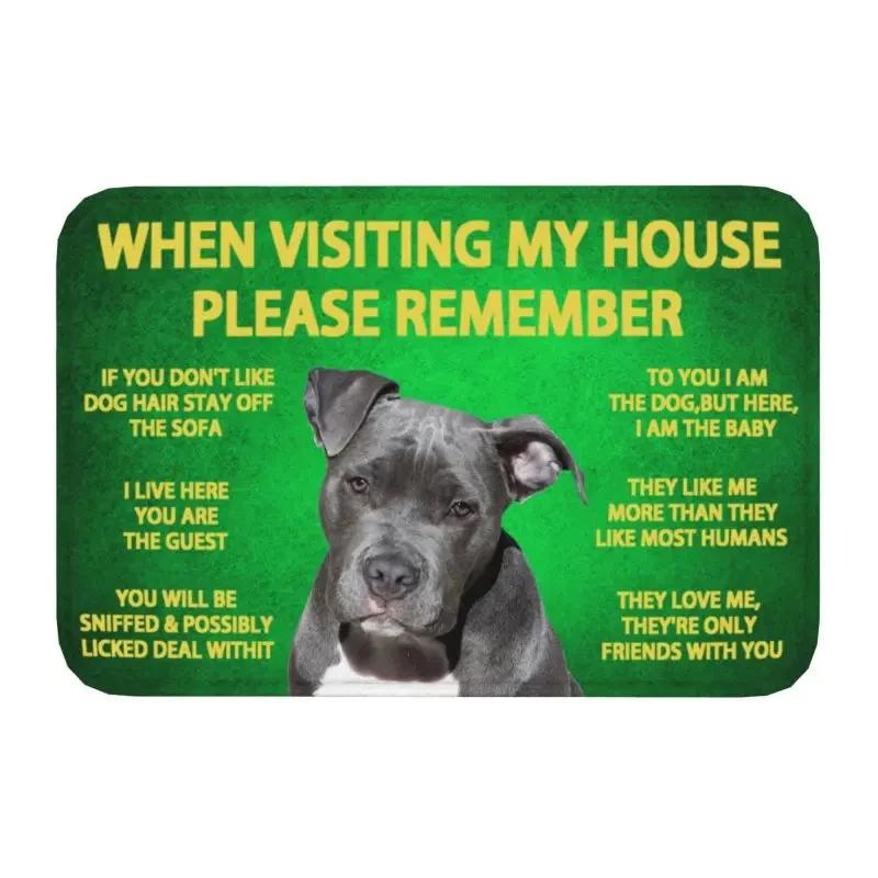 Please Remember Staffordshire Bull Terrier House Rules Doormat Mat Anti-Slip Kitchen Bath Living Room Entrance Rug Carpet