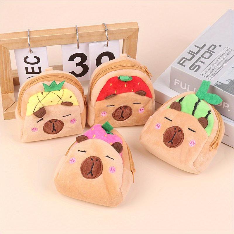 Cute Capybara Plush Wallet Cartoon Animal Coin Purse Portable Money Changer Pouch Earphone Storage Bag Birthday Gifts