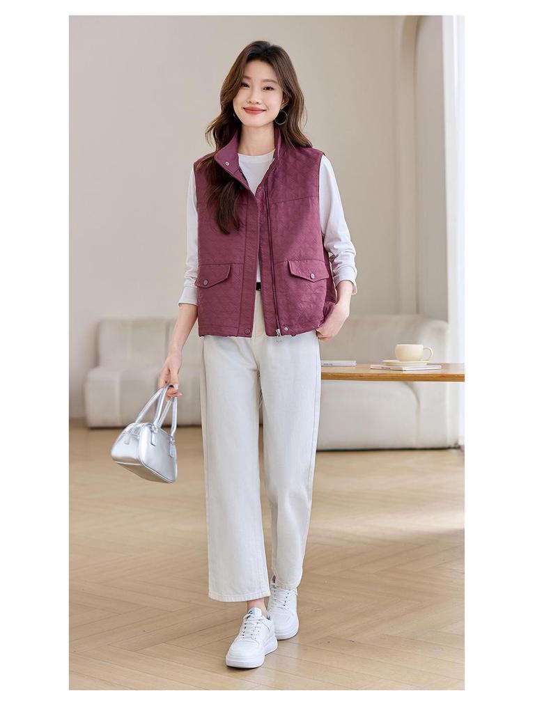 Women's Layered Sleeveless Vest Jacket - 2025 Spring/Autumn Trendy Outerwear for Moms