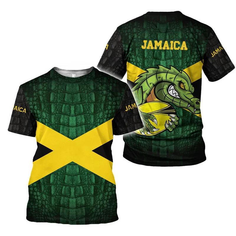 Jamaica Flag Emblem Graphic T Shirt For Men 3D Print Jamaican T-Shirt Tops Short Sleeve O Neck Mens Tee Shirts Streetwear