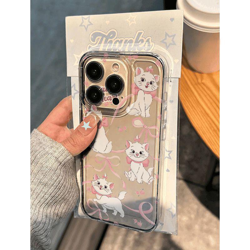 Marie Cat Cartoon Soft Pink Case for Apple iPhone 11, 13, 14 Pro, and 15 Pro Max