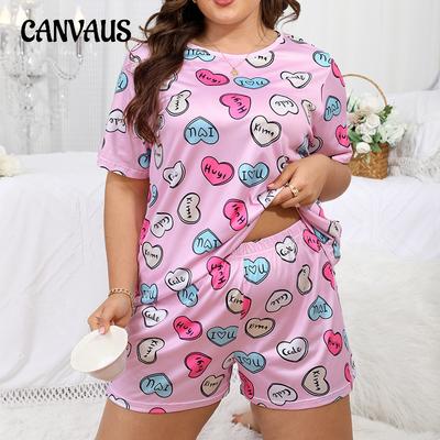 Plus Size Pajamas Women's Short Sleeve Round Neck Loose Homewear