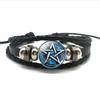 Χειροποίητο πλεκτό δερμάτινο βραχιόλι Occult Star Pentagram Multilayer Triple Moon Goddess Charm βραχιόλι Βραχιόλι Πεντάγραμμο Κοσμήματα