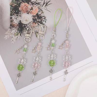 Four-Leaf Clover Beaded Phone Lanyard & Camera Charm Keychain - Versatile Bag Pendant & Gift