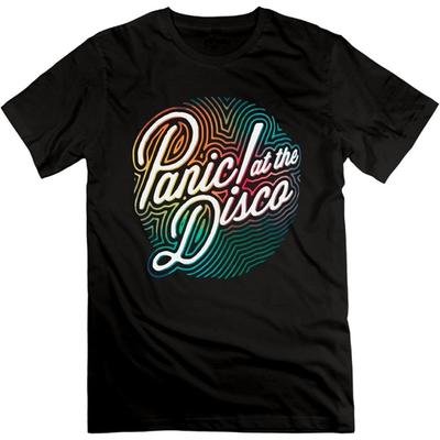Men's American Pop Rock Band Panic!at The Disco Color Logo Tshirts Black Small
