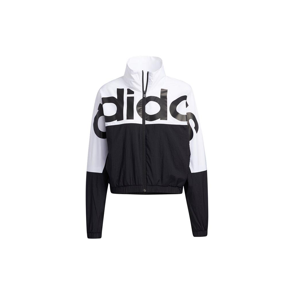 adidas Neo W Icons CE+ Woven Sports Jacket with Stand-Up Collar and Contrasting Logo Print Women Jacket Black GP5425