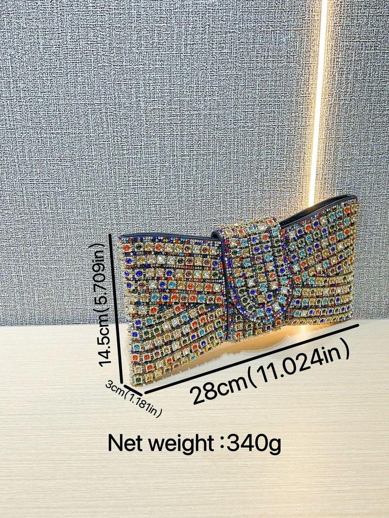 Vintage European-American Diamond Clutch: High-End, One-Shoulder Crossbody Bag for Elegant Evenings