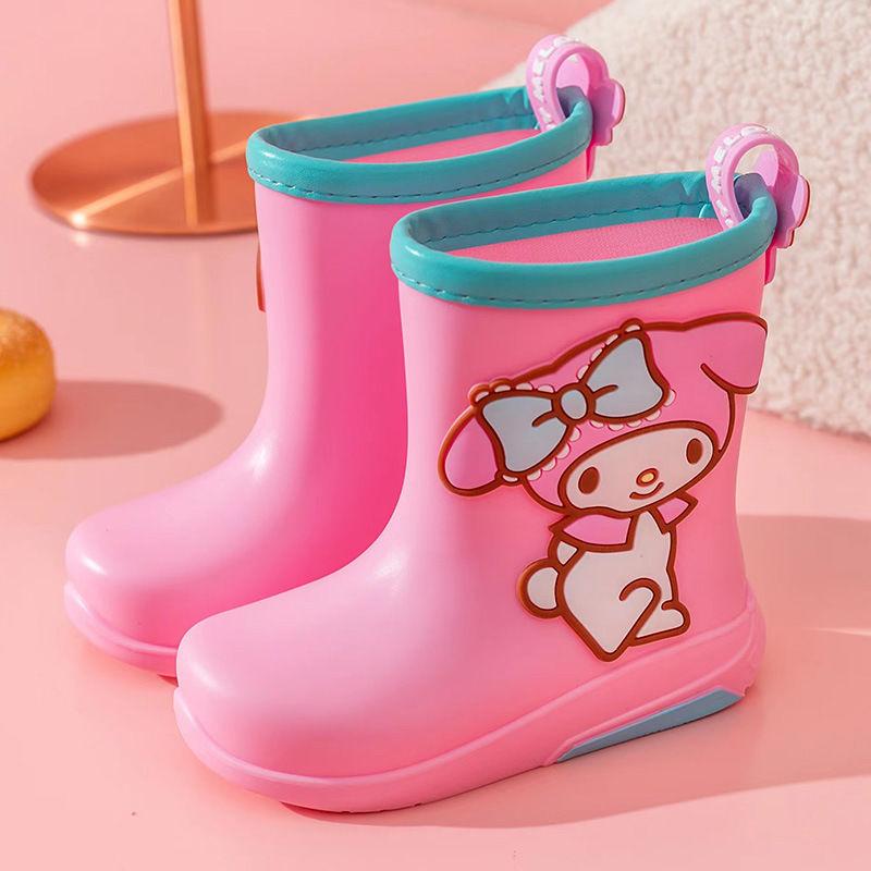 

Children s Rain Boots Girls Kuromi My Melody Short Cartoon Kindergarten Baby Rain Boots Non-Slip Water Shoes 200mm