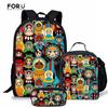 Classic Popular Novelty Funny Russian Dolls 3D Print 3pcs/Set Pupil School Bags Laptop Daypack Backpack Lunch Bag Pencil Case