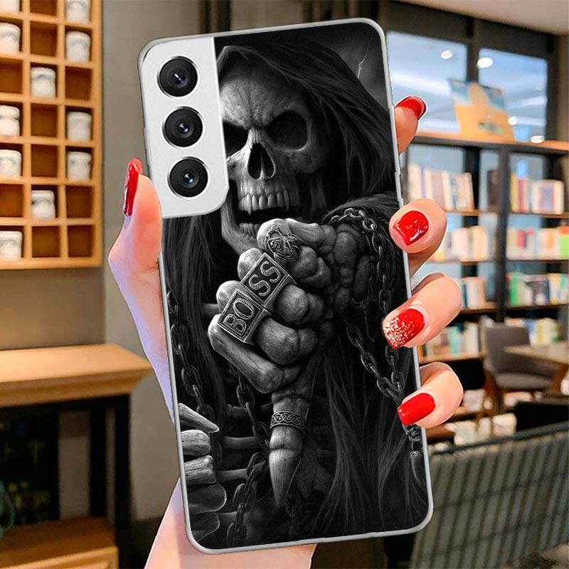 Grim Reaper Skull Skeleton Cover Phone Case For Samsung Galaxy S26 S25 Edge S24 Ultra S23 S22 Plus S21 S20 FE Soft Fundas Shell