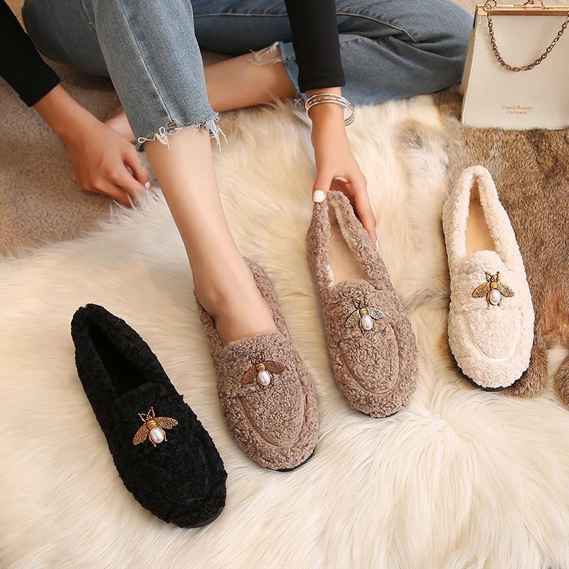 2023 Neue Damen Winter Plüschschuhe Tragen rutschfest warm flachsohlige Schneestiefel Mode gehört zu dekorativem Design Groß 41-43