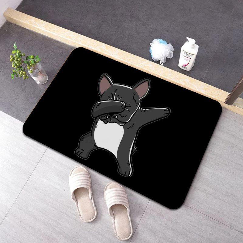 Plush Soft Non-slip Absorbent INS Style French Bulldog Print Mat for Bathroom Bedroom Laundry Room Rug Carpet Home Decor