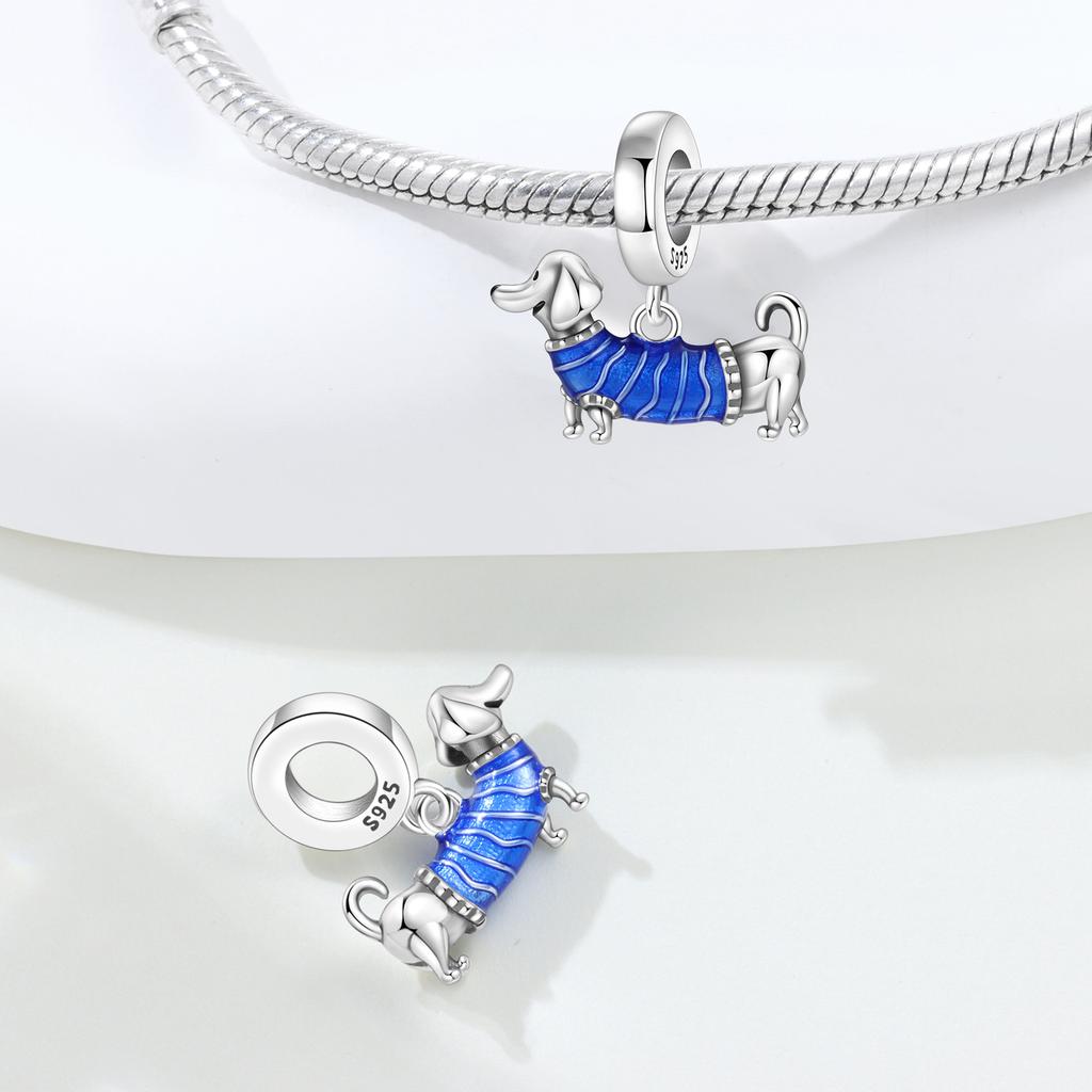 Orstarry 925 Silver Sausage Dog Animal Beads Original Pendants Bracelet Charm Jewelry Party DIY Trendy Gifts