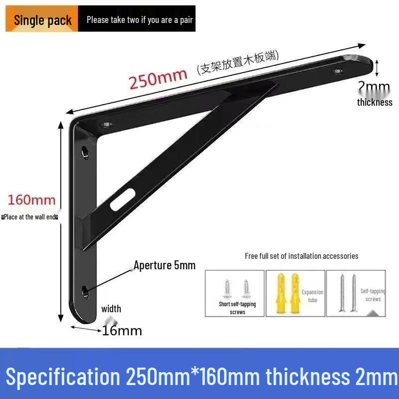 Wall-mounted Triangle Iron Bracket: Right Angle Shelf Support and Load-bearing Storage