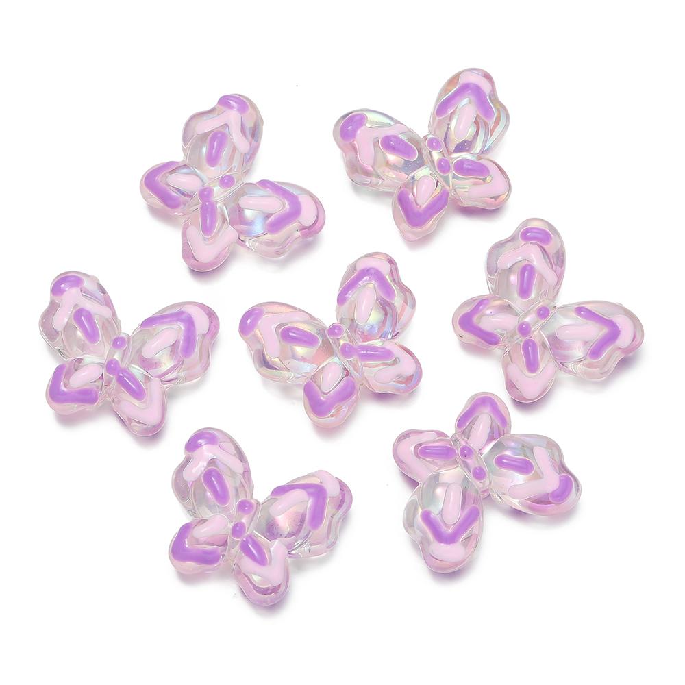 1Pcs Acrylic Hand-Painted Butterfly Beads Colorful Loose Beads for DIY Bracelet Phone Chain Jewelry Making Supplies Findings