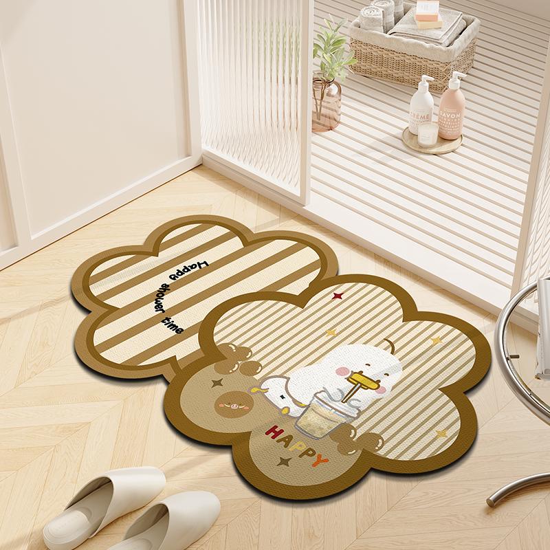 Yinshang & Lying Duck Badezimmer Diatomeenerde Bodenmatte Toilette Schnelltrocknende Matte Toilette Absorbierender Teppich Rutschfeste Fußmatte 40x60cm15.7x23.6in