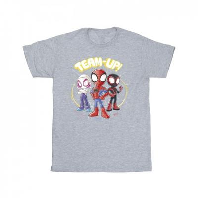 Mädchen-T-Shirt mit Skizze von Spidey und seinen fantastischen Freunden aus Baumwolle