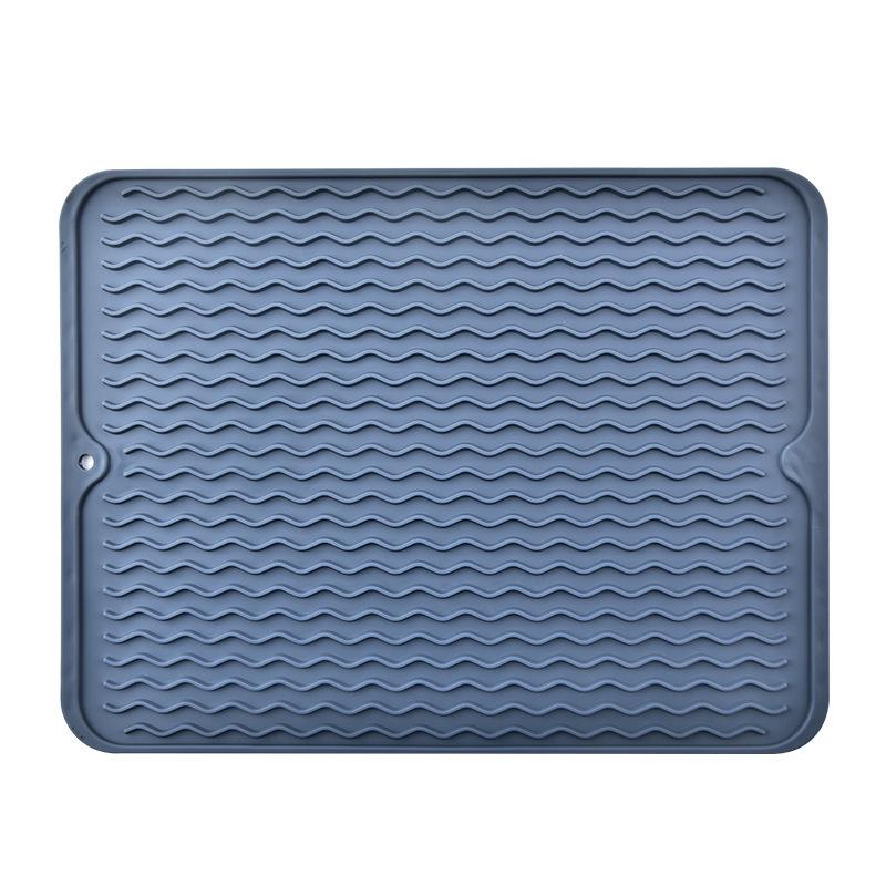 Heat-Insulating Non-Slip Rubber Kitchen Placemat and Drain Mat with Wavy Grooves, Waterproof Design