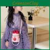 Stylish And Breathable Pu Bucket Bag For Children With Chic Pearl Chain Shoulder Strap