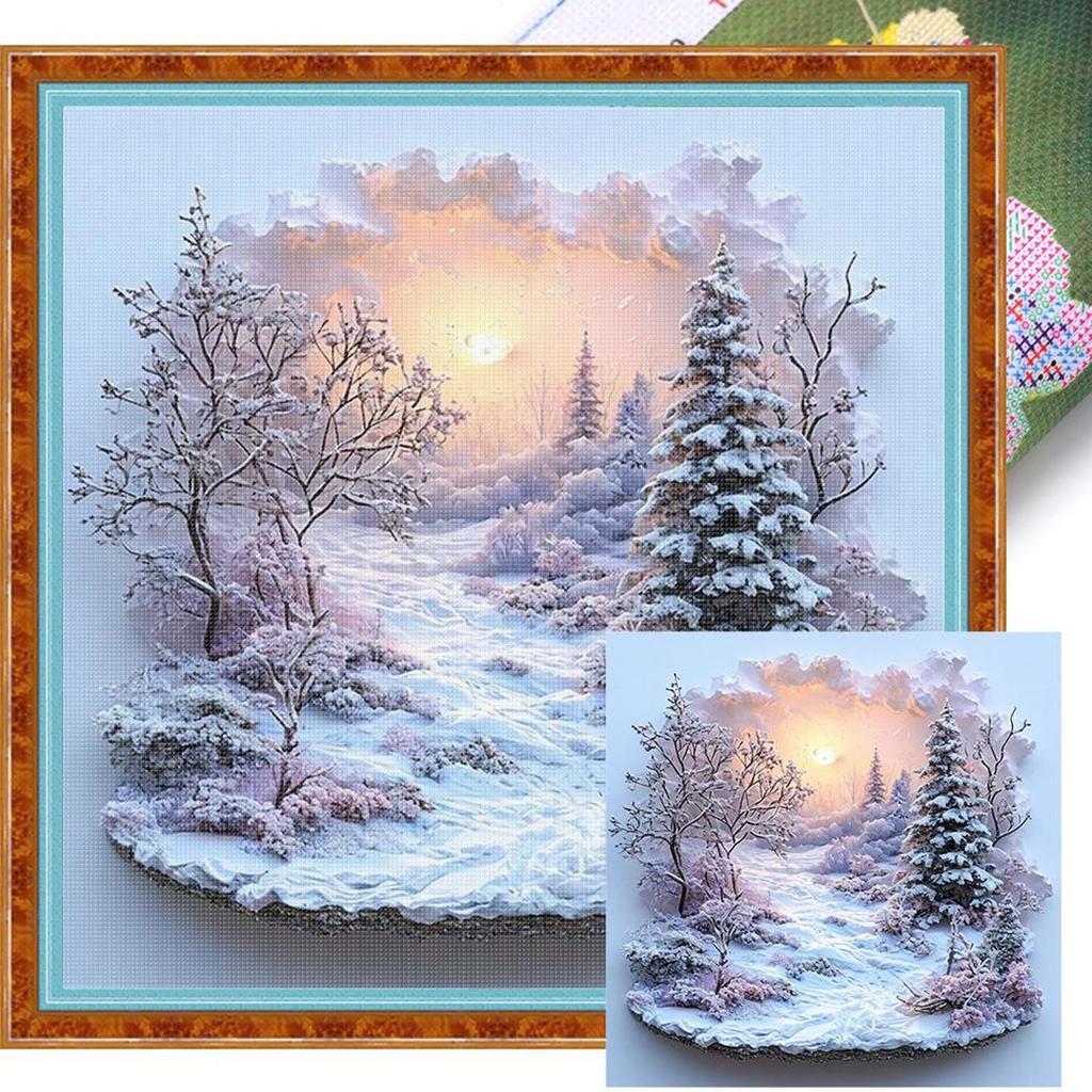 Scenery Printed Cross Stitch Kit 50x50cm DIY 11CT Embroidery Craft Set Decor