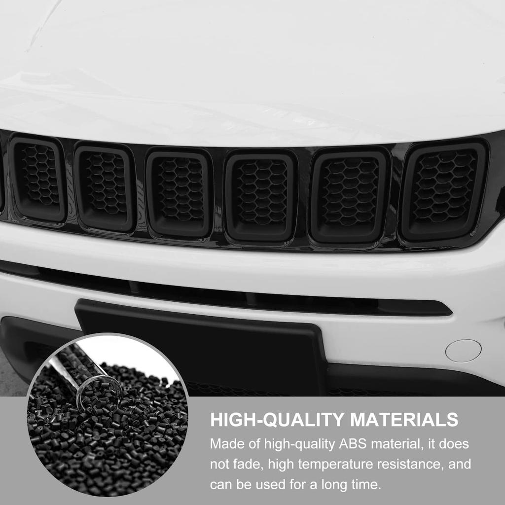 Front Grill Inserts Grille Cover Trim Accessories Compatible with Jeep Compass 2017-2020 (Matt Black)