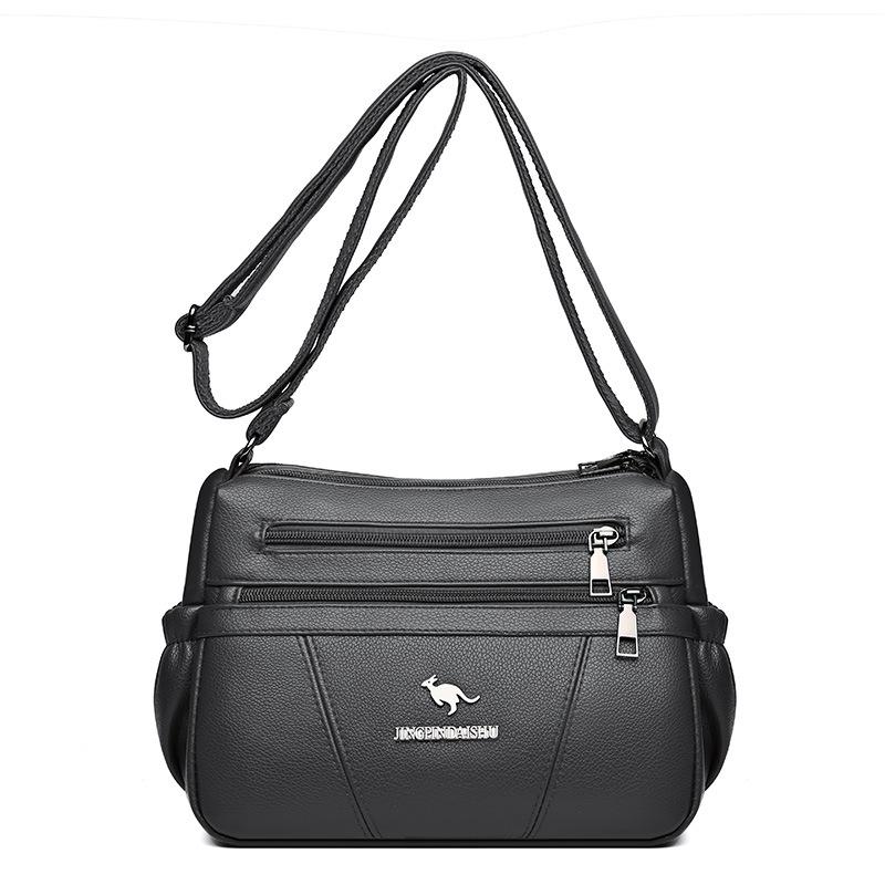 Borsa da donna in morbida pelle, grande capacità, borsa per mamma di mezza età, borsa a tracolla multistrato, borsa per cellulare, piccola borsa quadrata