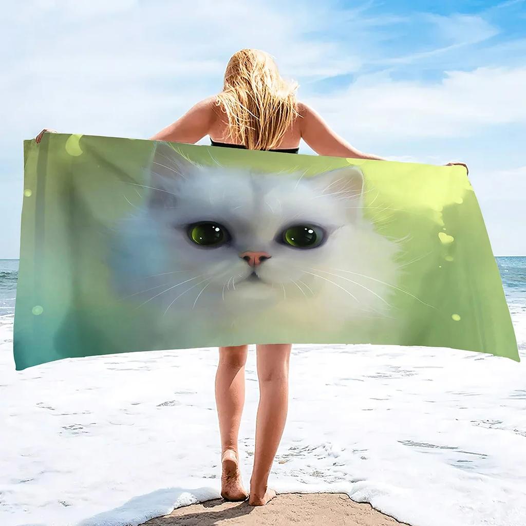 Kitten Cat Microfiber Beach Towel,Oversized Soft Absorbent Quick Dry Sand Free Thin Lightweight Beach Towel,Pool Swimming Towels