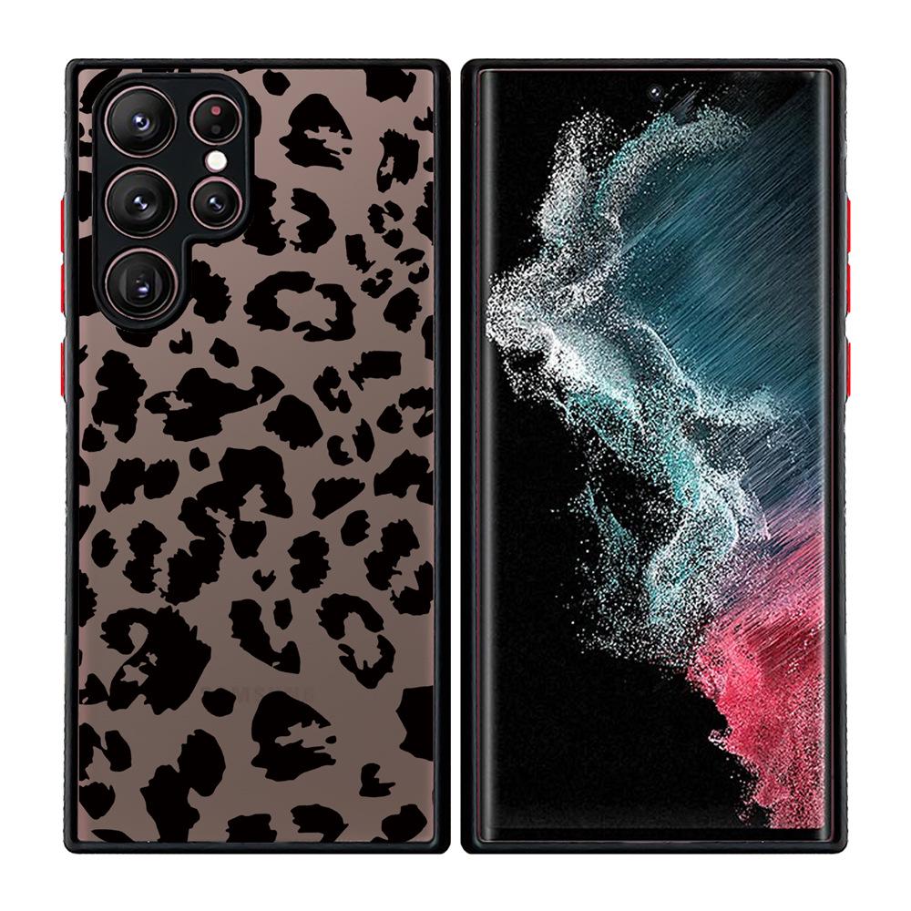 "Capa 2 em 1 para Celular com Estampa de Coração de Leopardo Pintado e Toque de Pele para Samsung S25 Ultra"