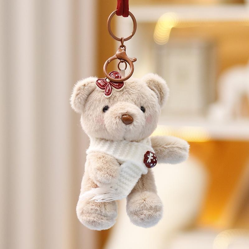 Teddy Shawl Bear Plush Keychain Cartoon Animal Doll Decoration Bag Pendant Gift