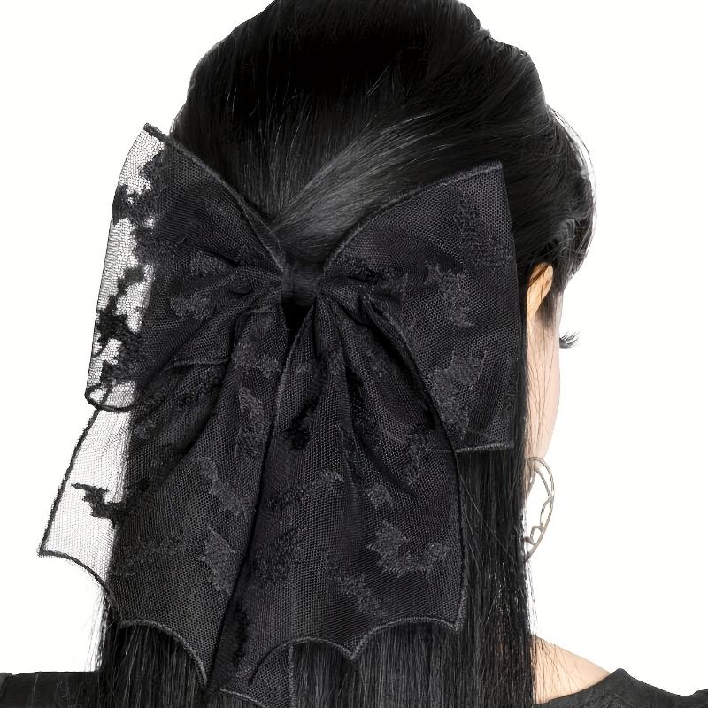 Punk Style Halloween Bat Mesh Bow Mysterious Black Heavy Duty Hair Clip Niche Design High-End Back Of The Head Hair Clip