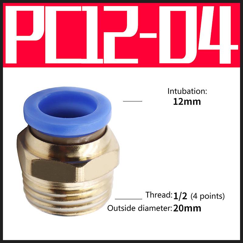 1Pc Pneumatic Air Connector Fitting Pc 4/6/8/10/12/14/16Mm Thread 1/4" 1/8" 3/8" 1/2" 3/4"Hose Fittings Pipe Quick Connectors