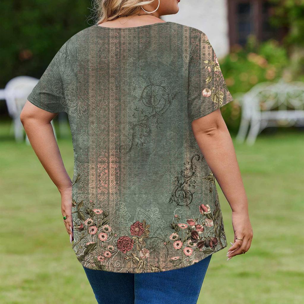 Modische Damen Übergröße Lässige Lockere Kurzarm Elegante V-Ausschnitt Bluse Für die Arbeit