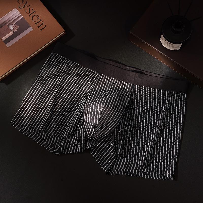 2026 Star-Striped Ice Silk Men s Boxer with Antibacterial Camellia and Hyaluronic Acid