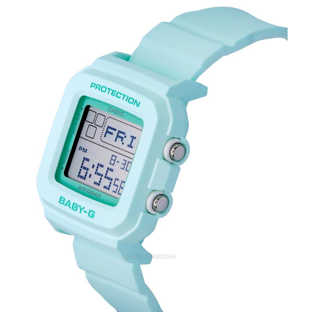 Casio Montre numérique Baby-G pour femme, bracelet en résine, cadran vert menthe, quartz BGD-10-3, 100 m