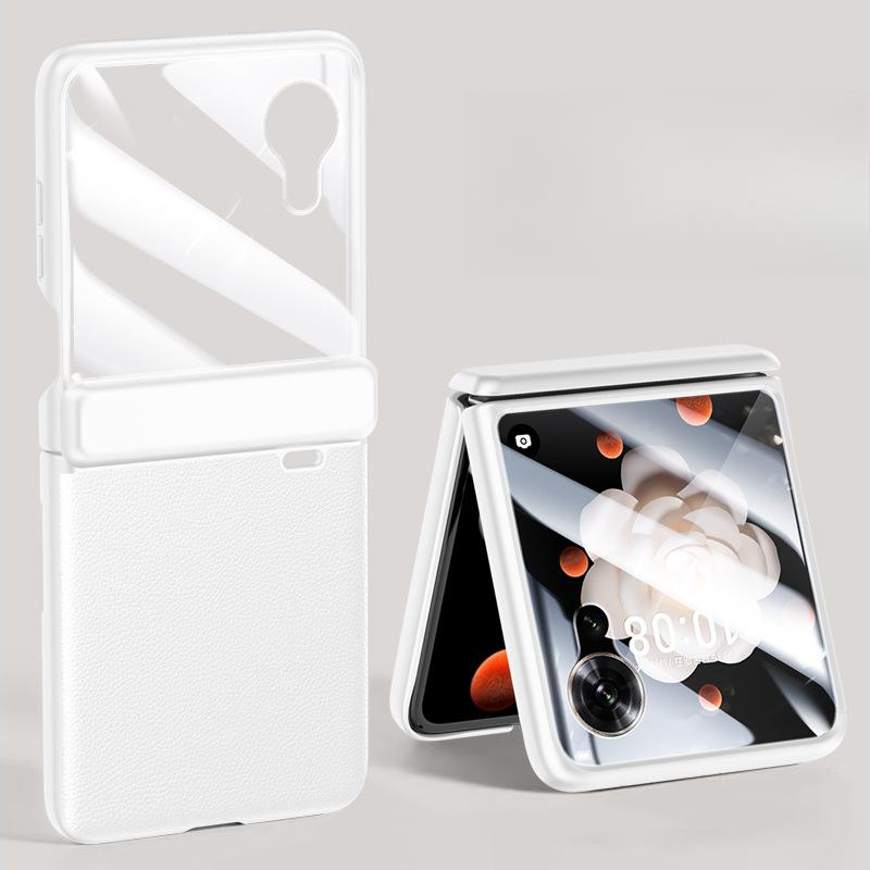 

Чехол для мобильного телефона Honor Magic V Flip из гладкой кожи с петлей, приятный на ощупь, с гальваническим покрытием, полностью закрывающий пленкой, интегрированный мужской кожаный чехол Honor Magic V Flip